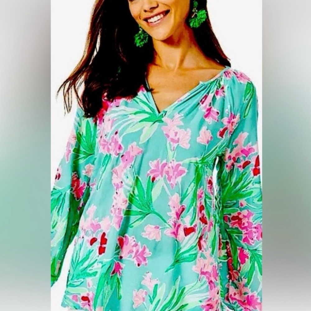 Lilly Pulitzer WILLA top in Aqua Alfresco Isn't She Lovely size XL